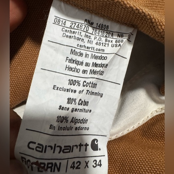 Vintage 90s Carhartt Tan Worker Cargo Double Knee Overalls 42 X 34 - Picture 8 of 9